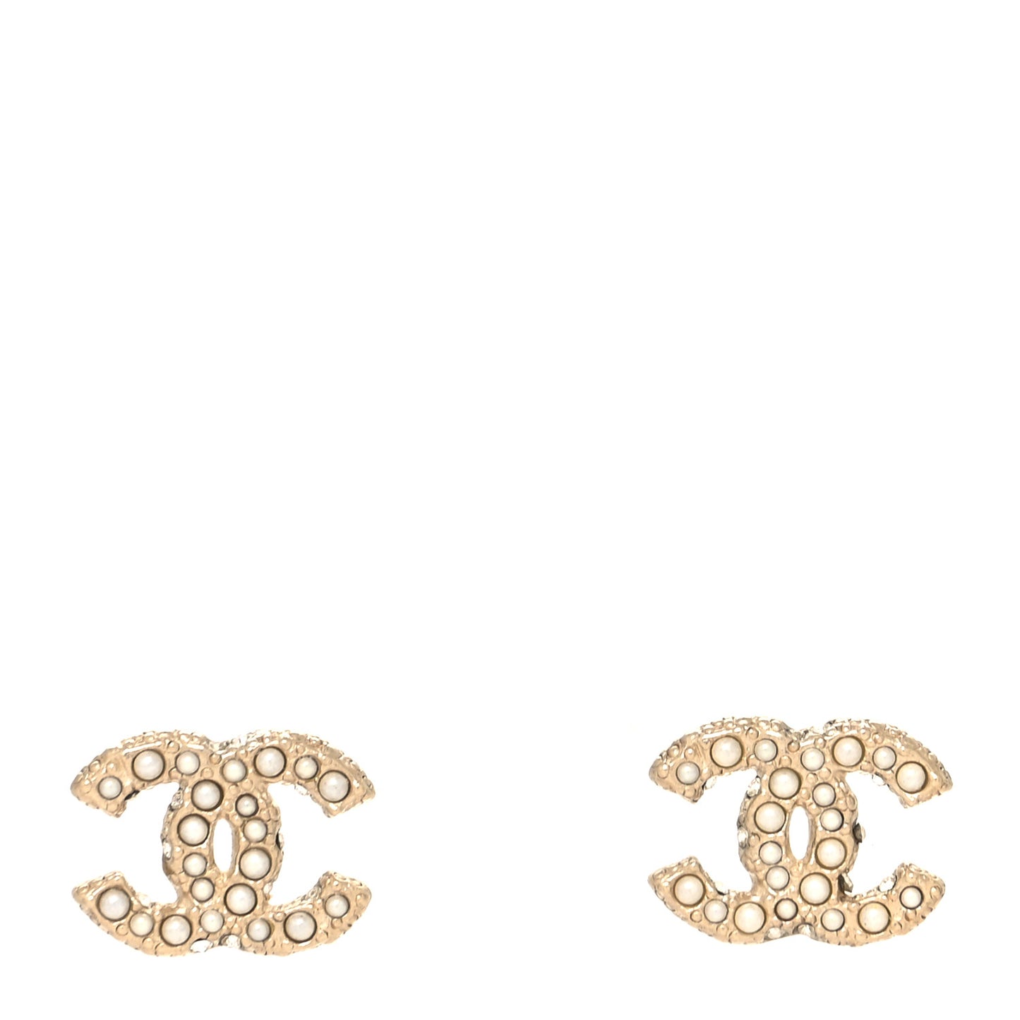 Metal Graduated Pearl Crystal CC Earrings Light Gold