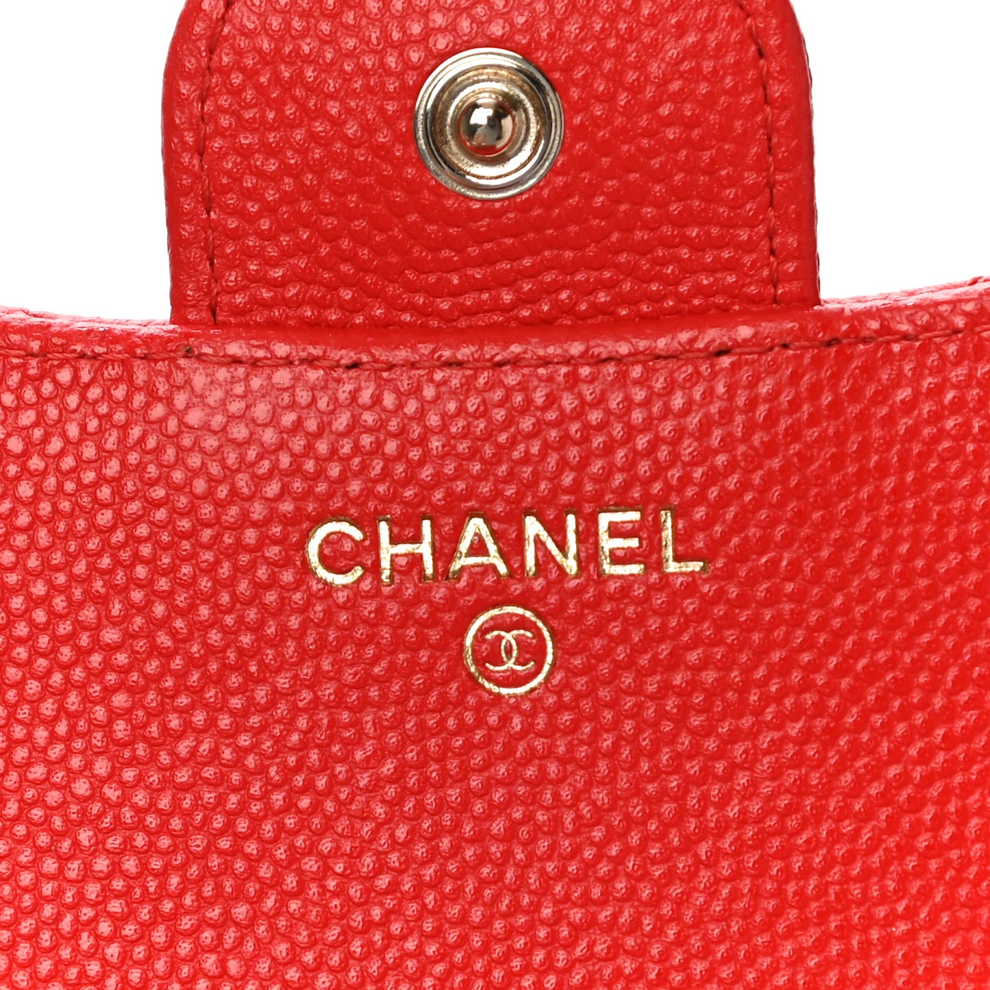 Caviar Quilted Compact Flap Wallet Red