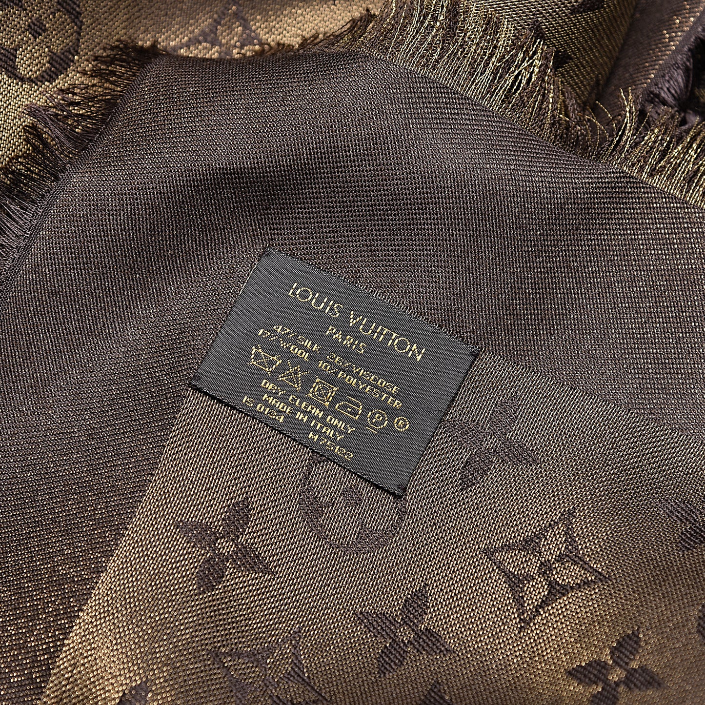 Silk Lurex Wool Monogram Shine Shawl Brown