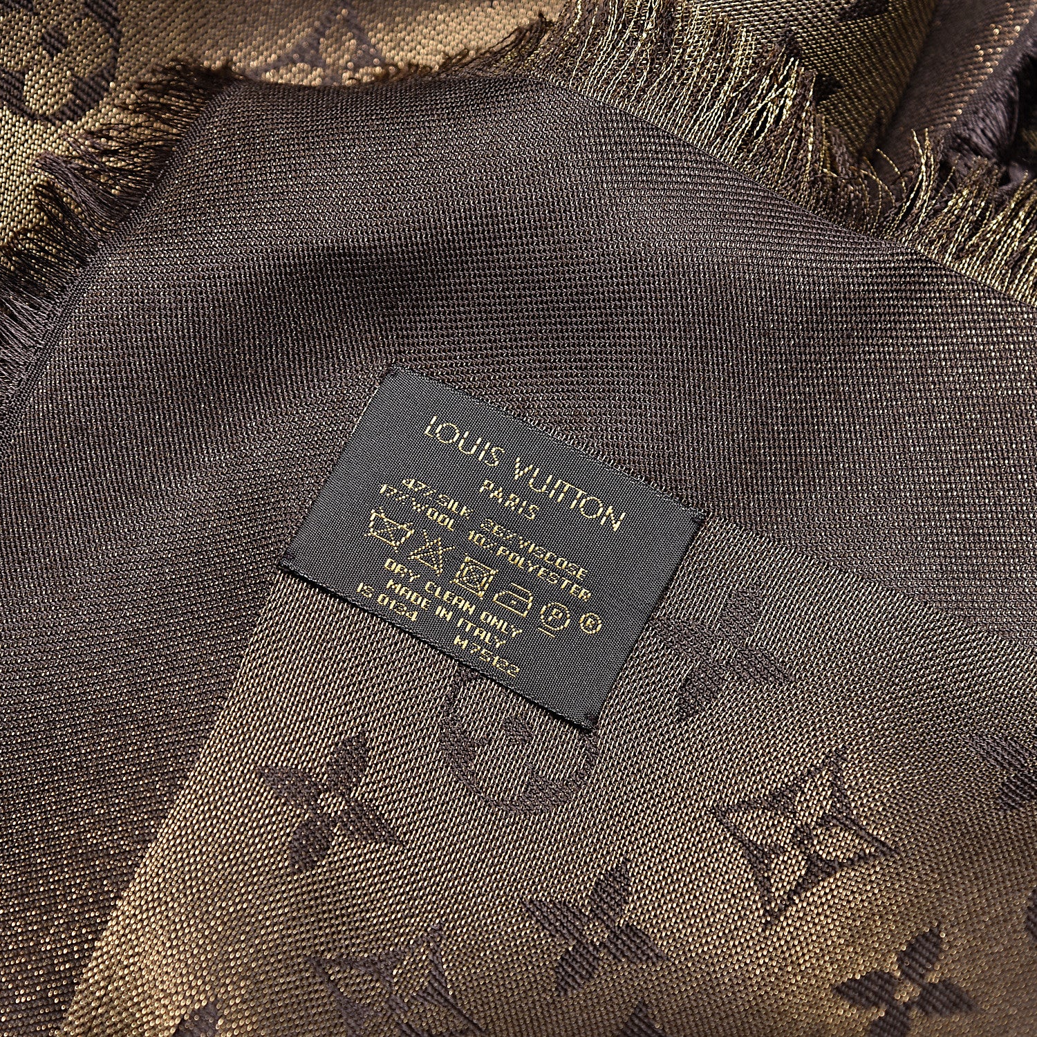 Louis Vuitton Silk Lurex Wool Monogram Shine Shawl Brown 3 of 4