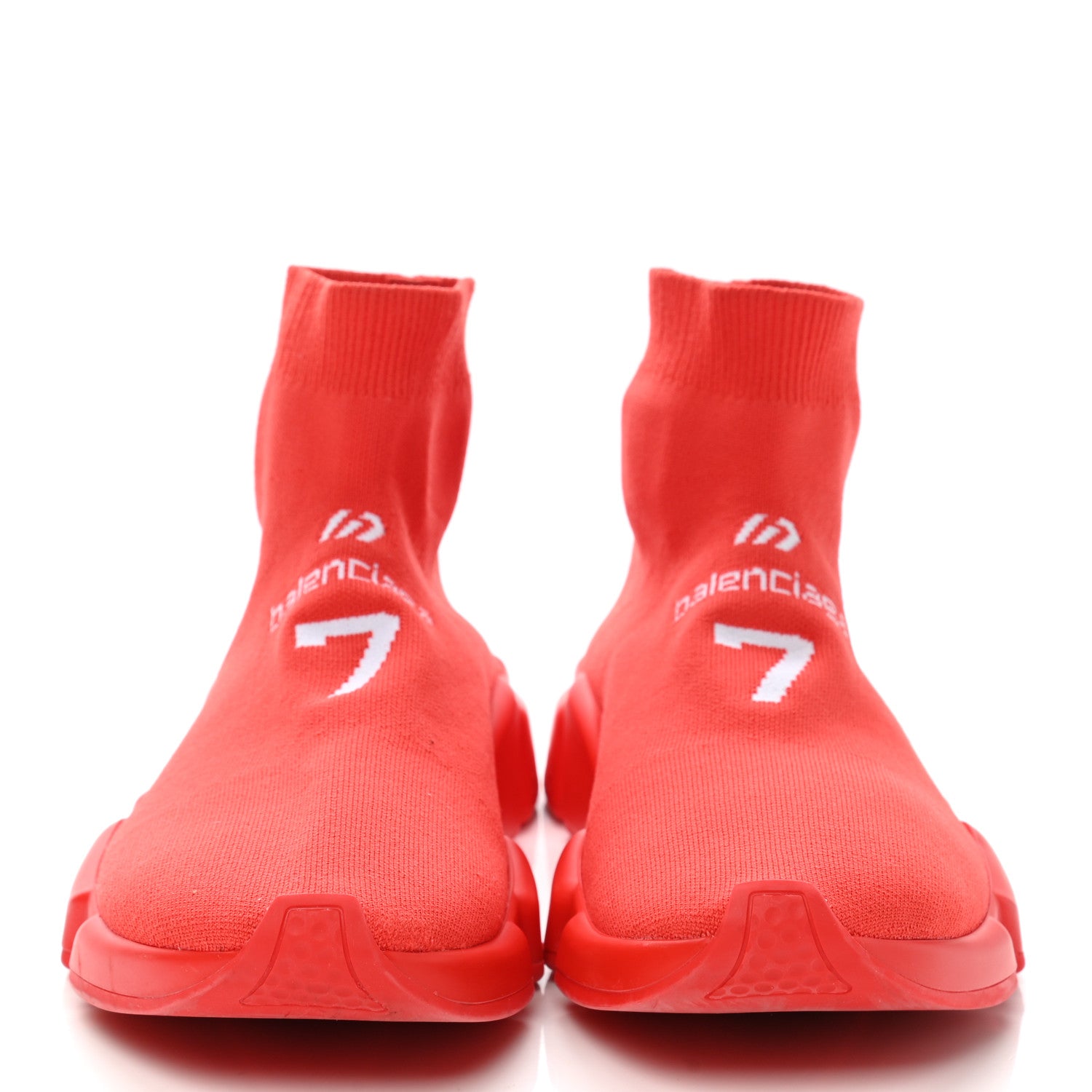 Balenciaga Neoprene Knit Soccer Mens Speed Sneakers 43 Intense Red White 2 of 9