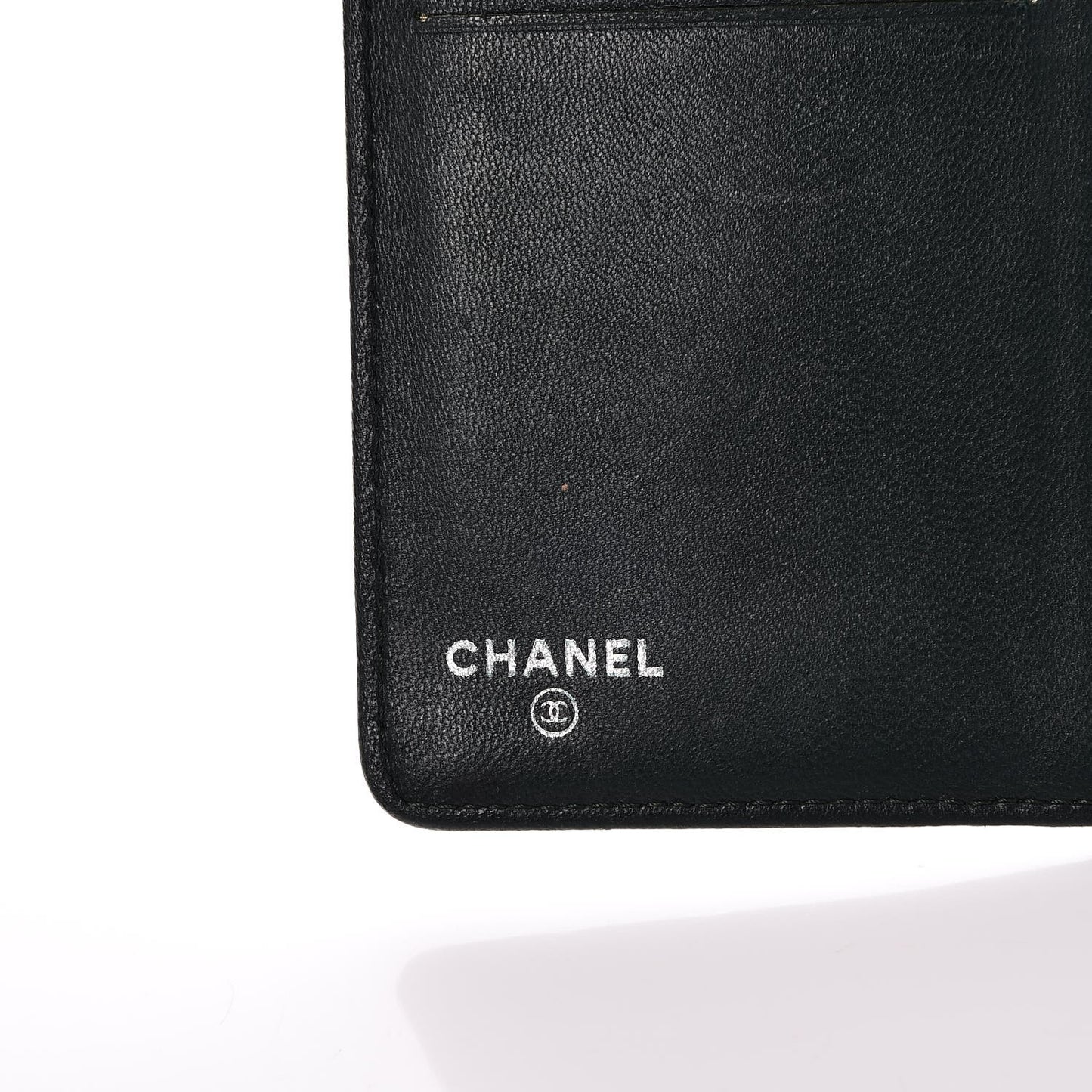 Lambskin Camellia Embossed Yen Wallet Green