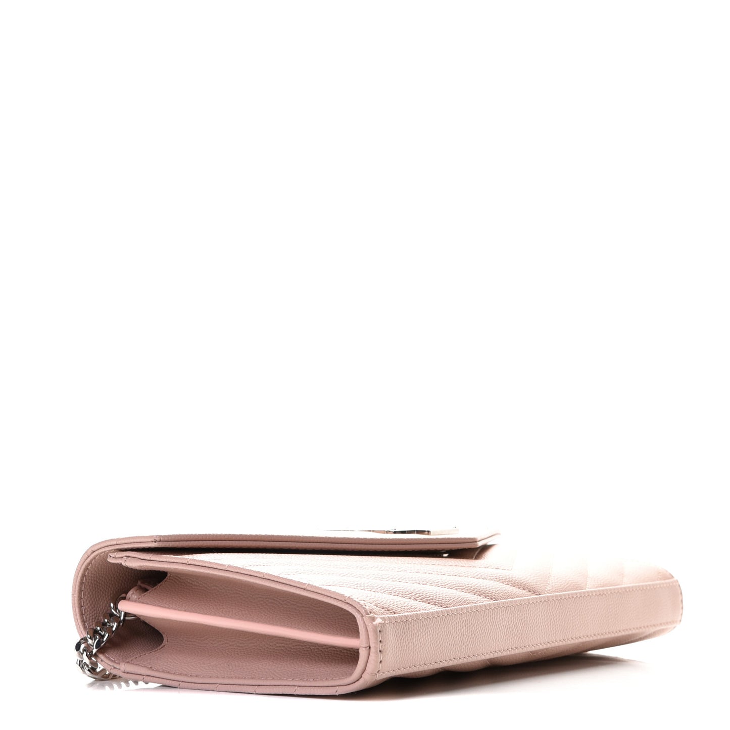 Grain De Poudre Matelasse Chevron Monogram Chain Wallet Pale Pink