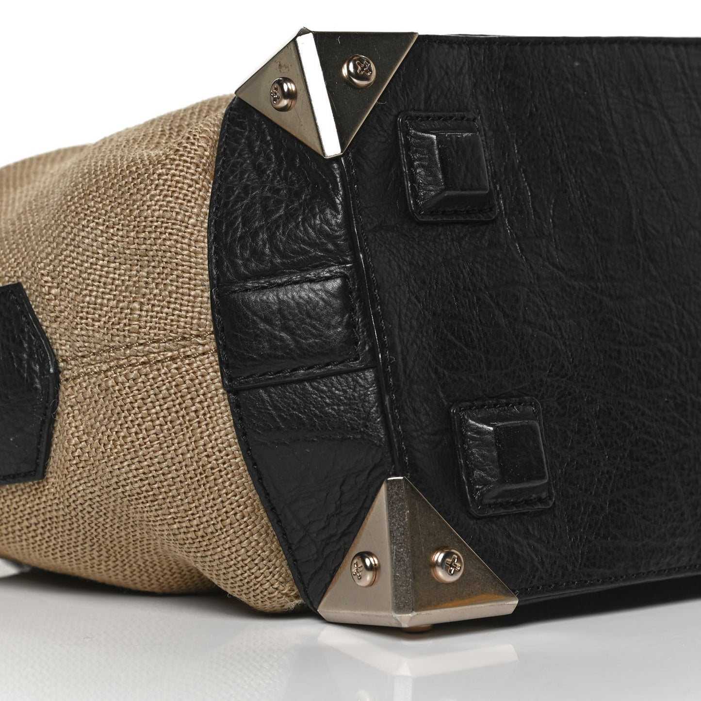 Pebbled Calfskin Canvas Small Emile Khaki Silver Hardware