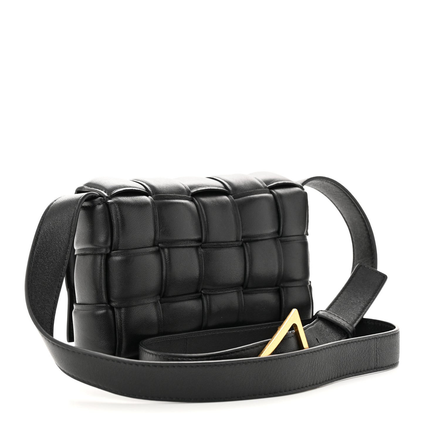 Nappa Maxi Intreccio Small Padded Cassette Crossbody Bag Black