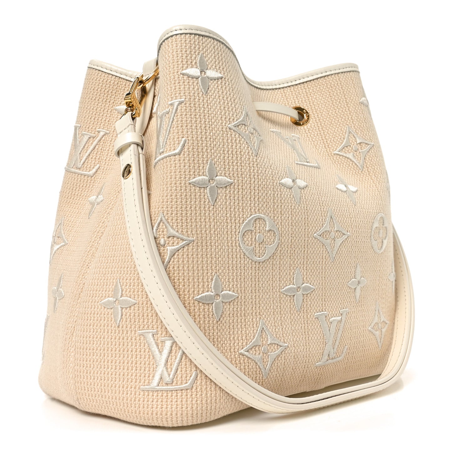 Cotton Monogram Embroidered Neonoe MM Beige White