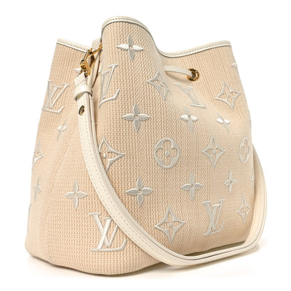 Louis Vuitton Cotton Monogram Embroidered Neonoe MM Beige White 3 of 10