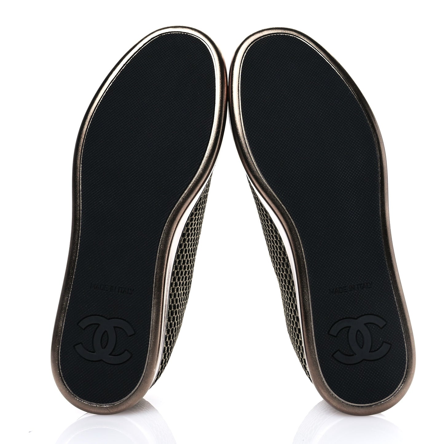 Fabric Mesh Lambskin Low Top Sneakers 39.5 Gold Black