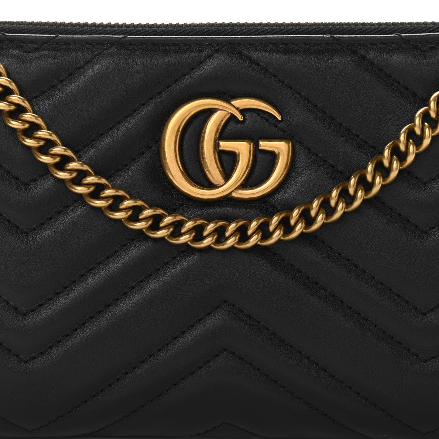 Calfskin Matelasse Mini GG Marmont Chain Bag Black
