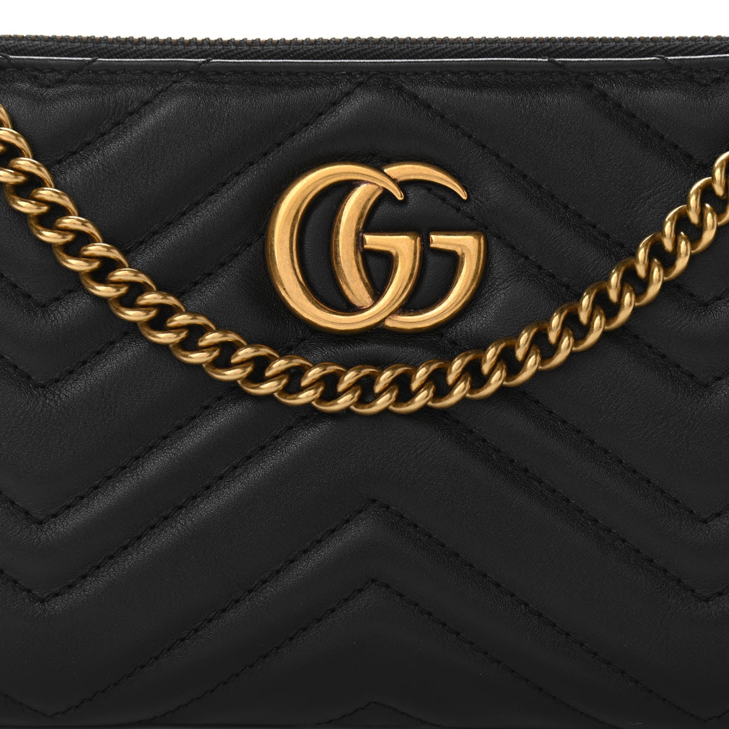 Gucci Calfskin Matelasse Mini GG Marmont Chain Bag Black 8 of 11