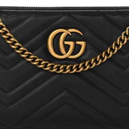 Gucci Calfskin Matelasse Mini GG Marmont Chain Bag Black 8 of 11