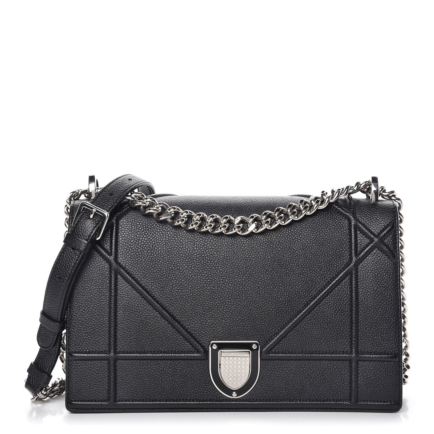 Christian Dior Grained Calfskin Medium Diorama Flap Bag Black 1 of 18