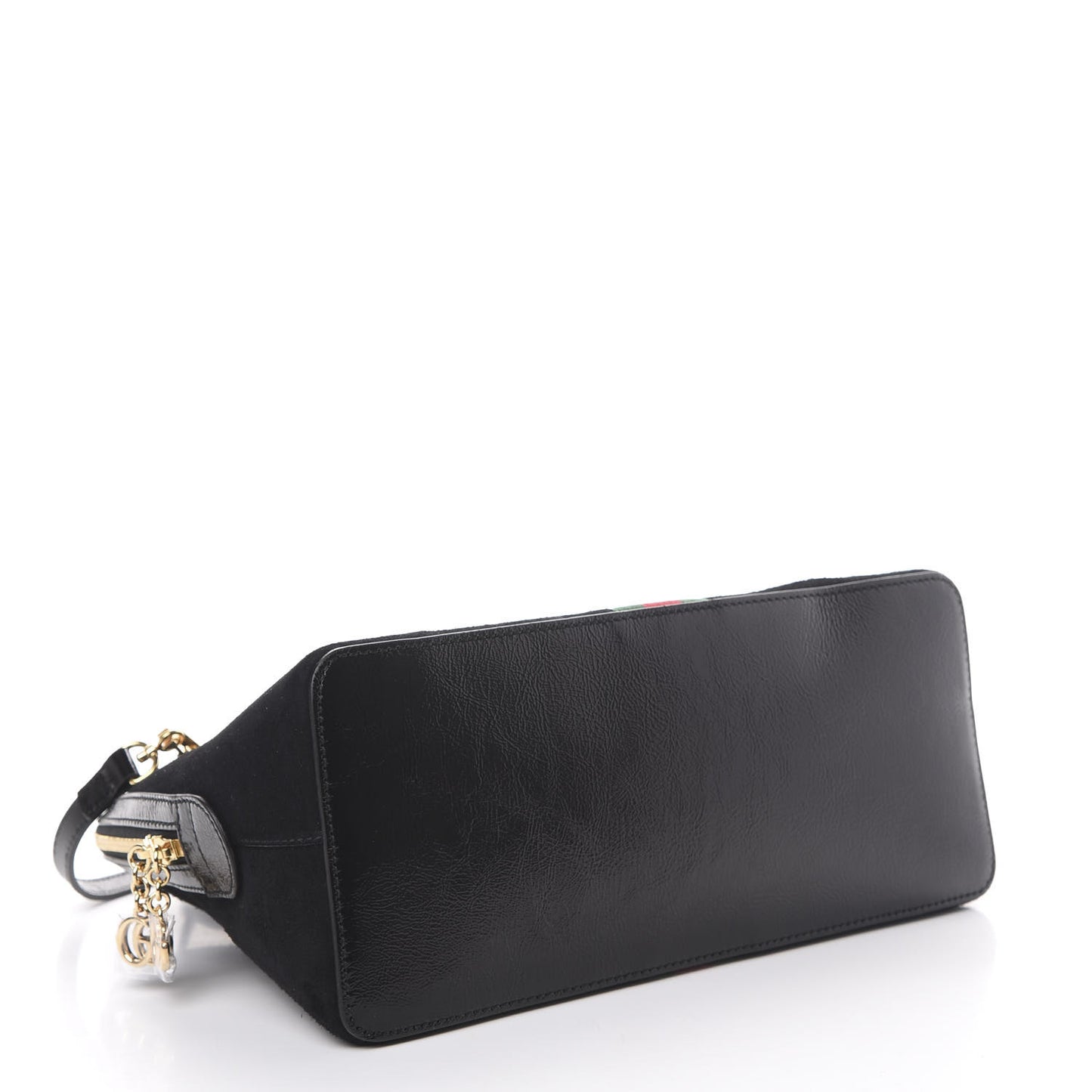 Suede Patent GG Web Medium Ophidia Top Handle Dome Bag Black