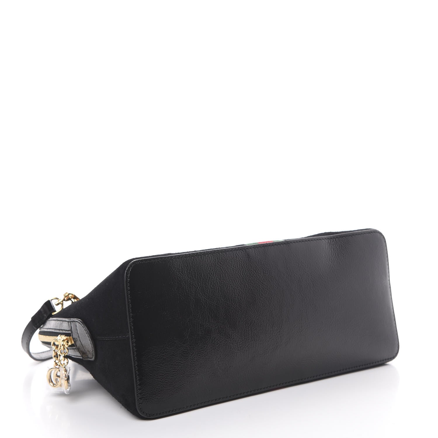 Gucci Suede Patent GG Web Medium Ophidia Top Handle Dome Bag Black 3 of 9