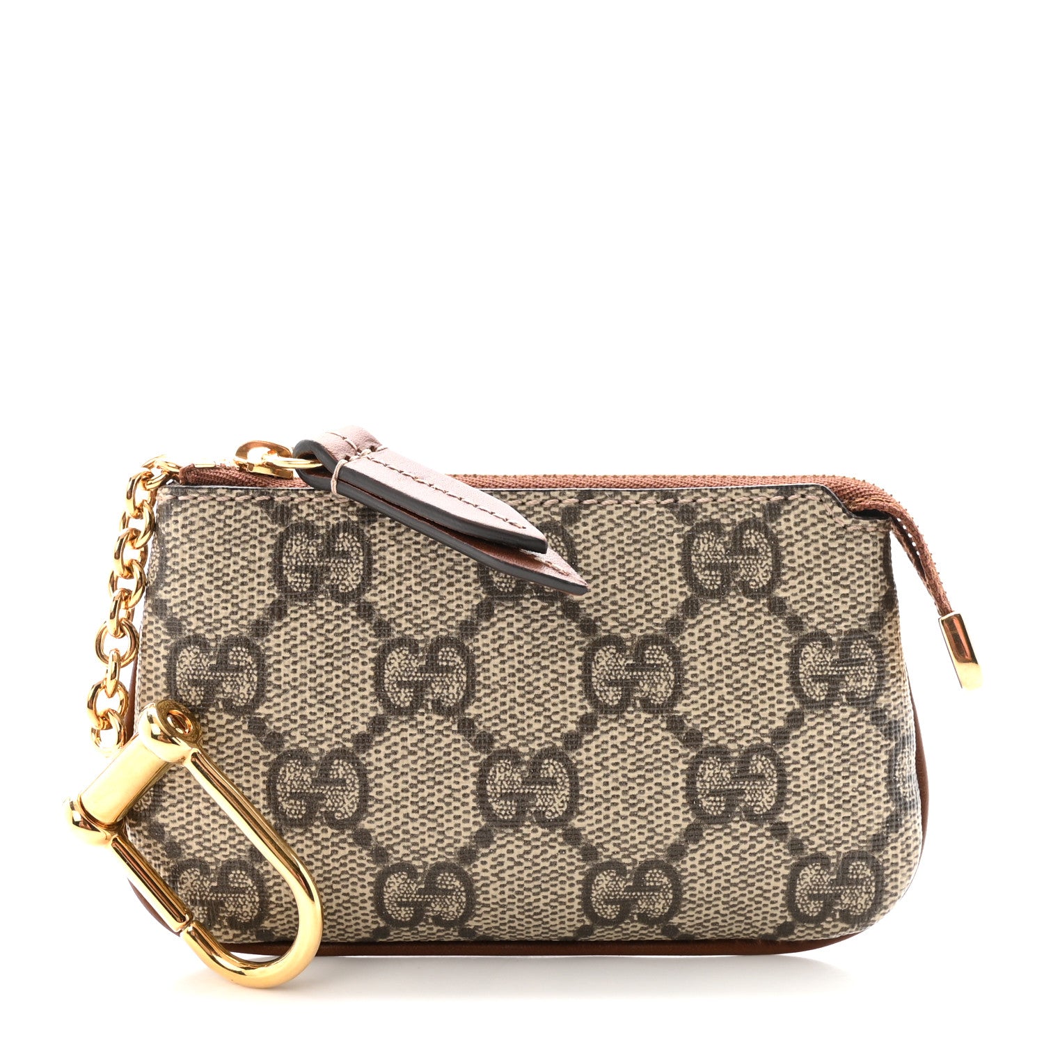 Gucci GG Supreme Monogram Key Case Beige Ebony Cuir 1 of 7