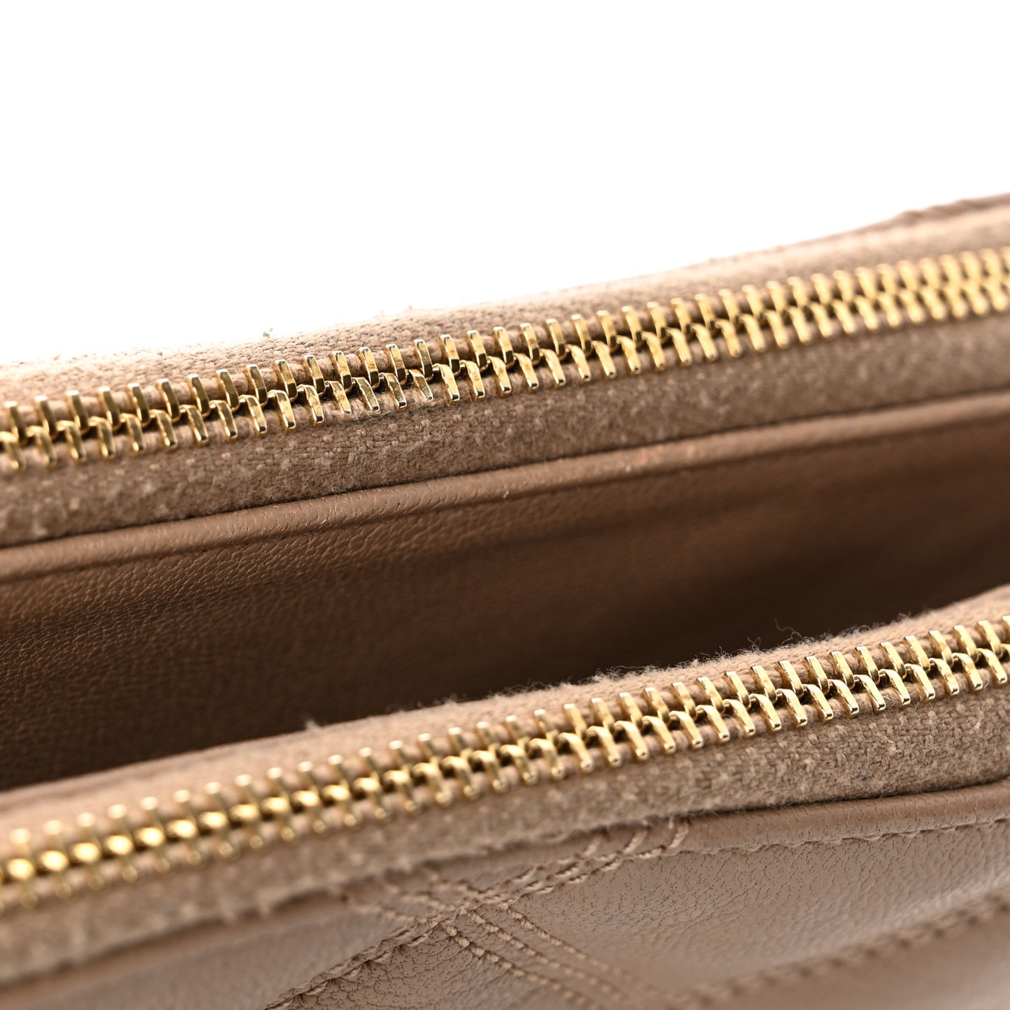 Grained Lambskin Quilted Mini Becky Double Zip Bag Natural Tan