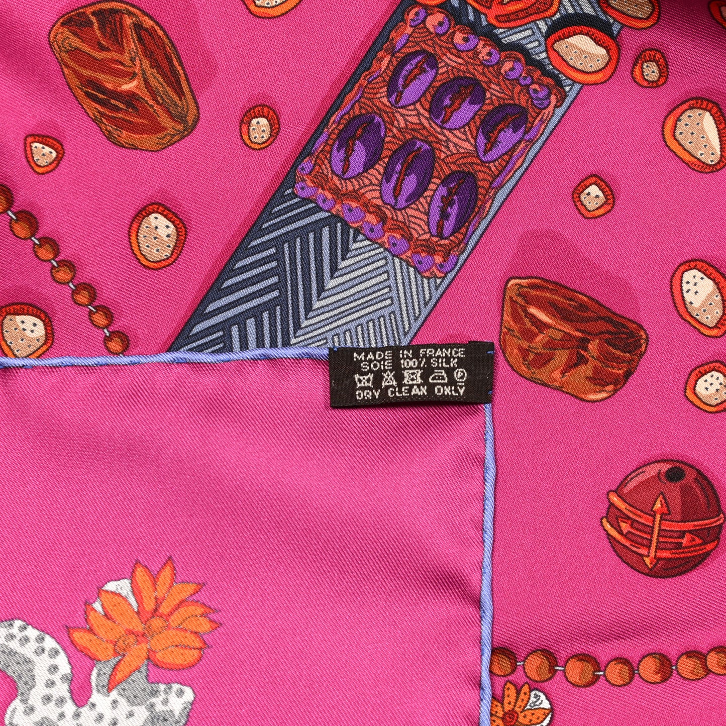 Silk Chemins De Corail Scarf 90 Fuchsia Gris Bordeaux