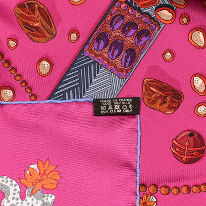 Hermes Silk Chemins De Corail Scarf 90 Fuchsia Gris Bordeaux 3 of 5