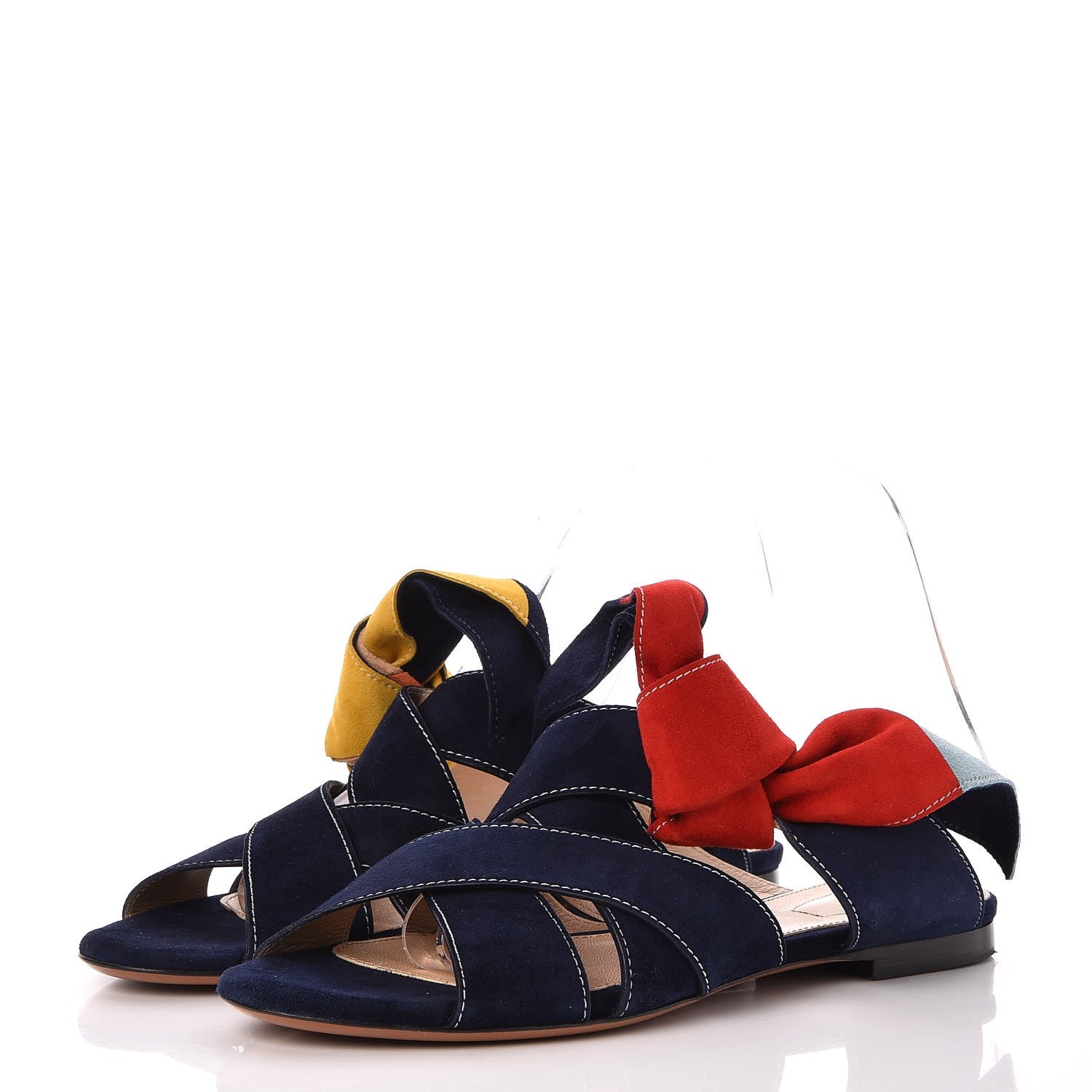 Chloe Suede Nellie Knotted Slipper Slide Sandals Flats 38 Navy 3 of 9
