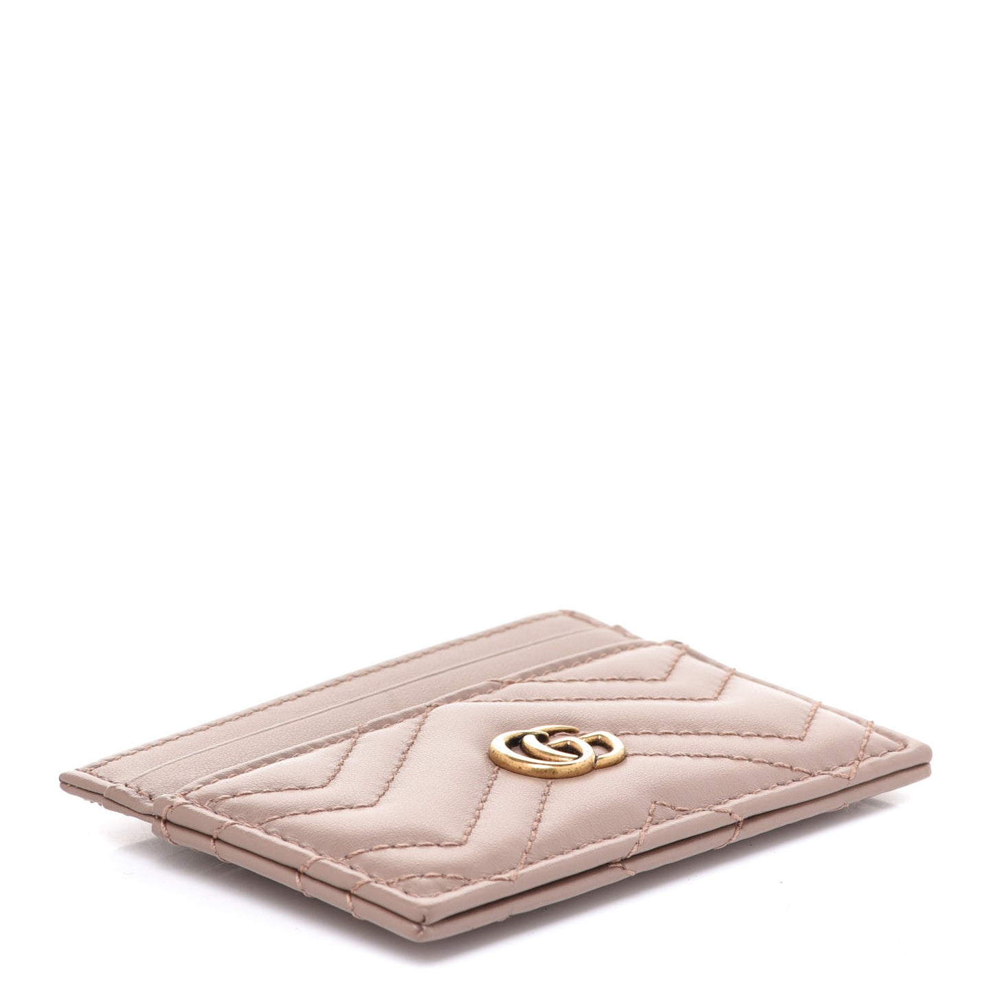 Calfskin Matelasse GG Marmont Card Holder Porcelain Rose