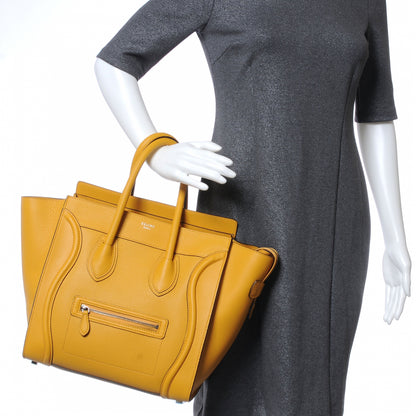 Celine Drummed Calfskin Mini Luggage Saffron 2 of 8