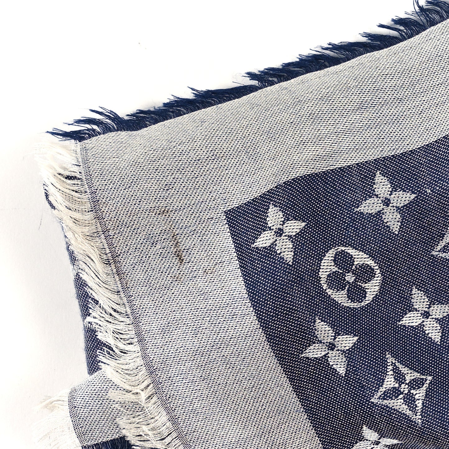 Silk Wool Monogram Denim Shawl Blue