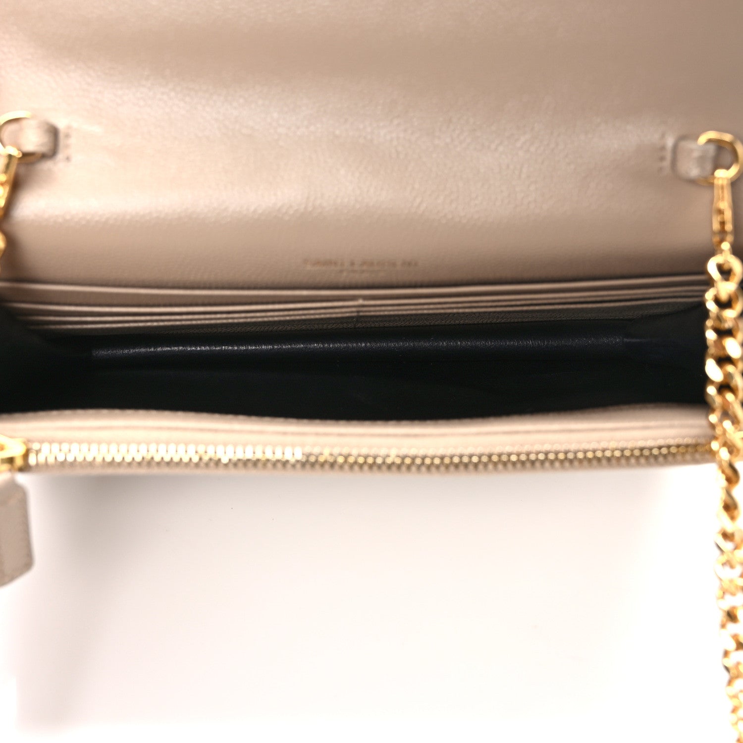 Saint Laurent Grain De Poudre Matelasse Chevron Monogram Envelope Chain Wallet Nude Powder 5 of 10