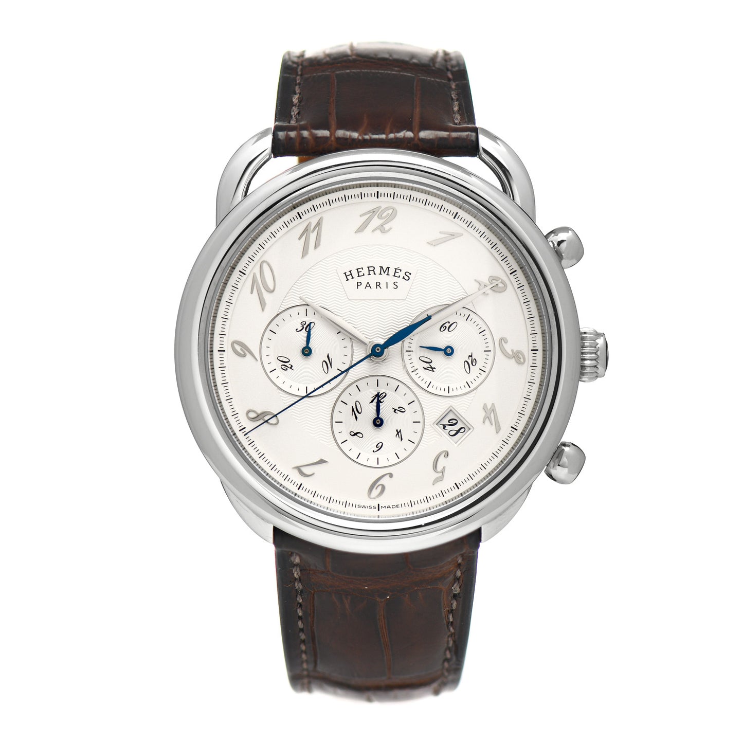 Stainless Steel Alligator 43mm Arceau Chronograph Automatic Watch Havane