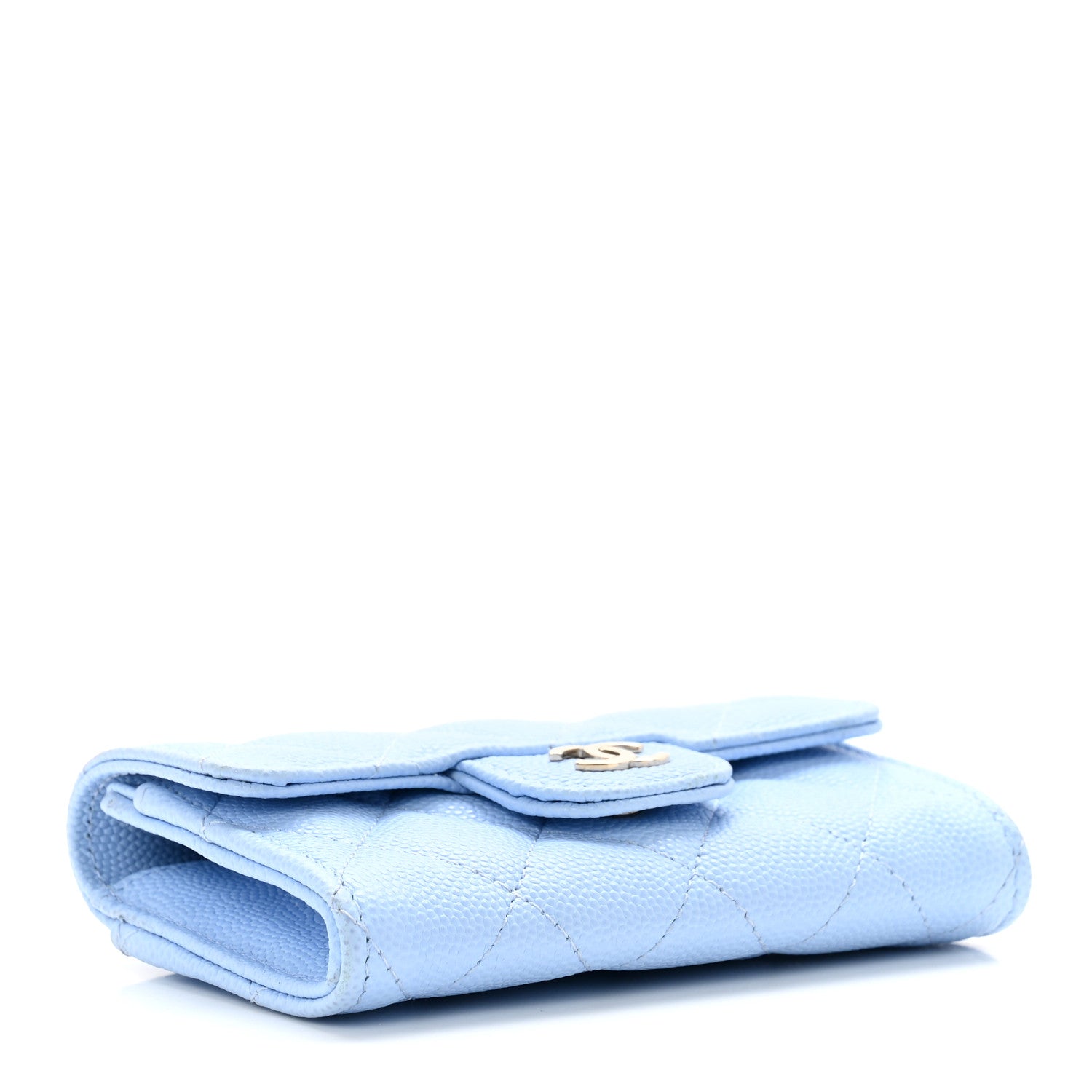 Chanel Caviar Quilted Flap Card Holder Wallet Light Blue 5 of 11