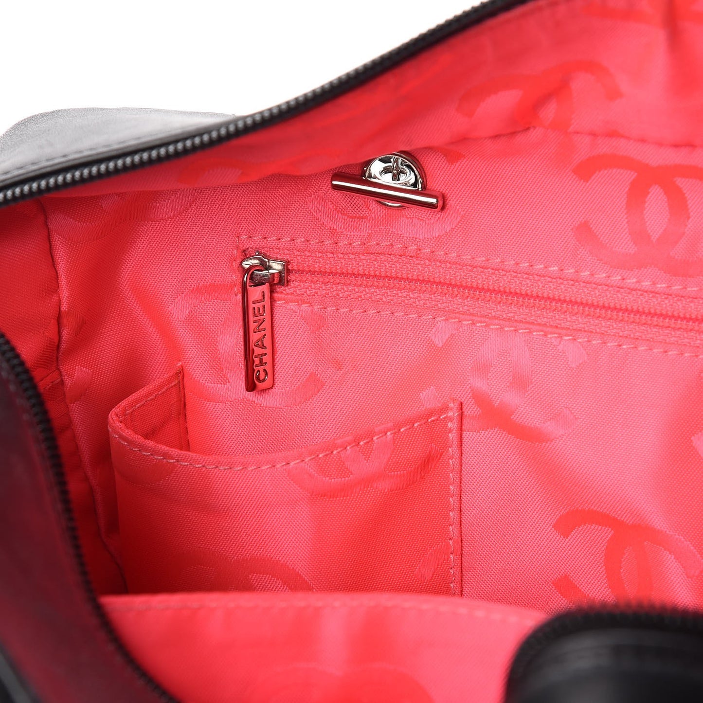 Calfskin Quilted Large Cambon Multipocket Reporter Black