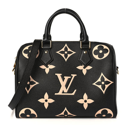 Louis Vuitton Empreinte Monogram Giant Speedy Bandouliere 25 Black Beige 1 of 9