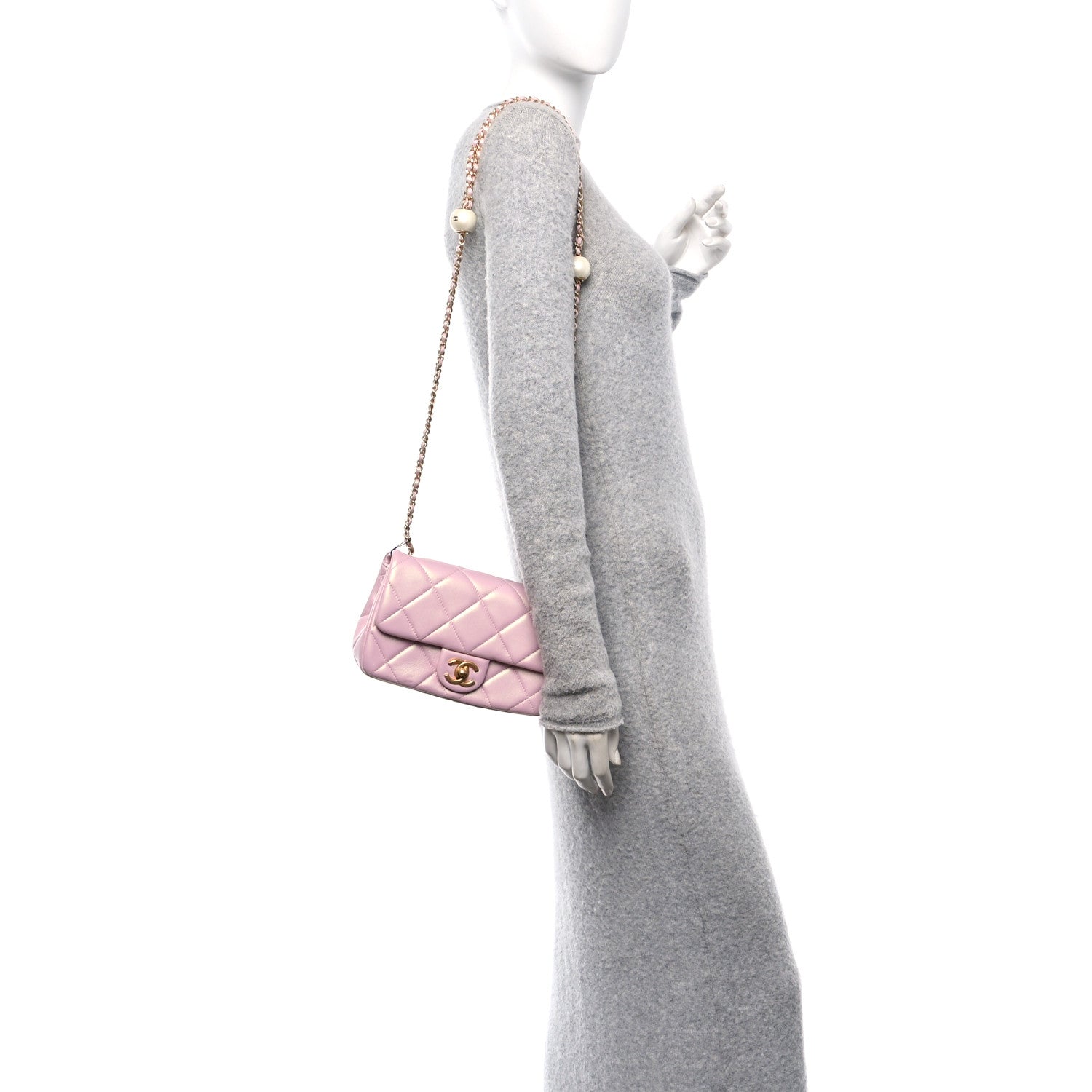 Chanel Pearly Lambskin Pearl Quilted Small Flap Pink 3 of 11