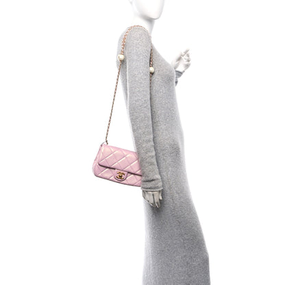 Chanel Pearly Lambskin Pearl Quilted Small Flap Pink 3 of 11