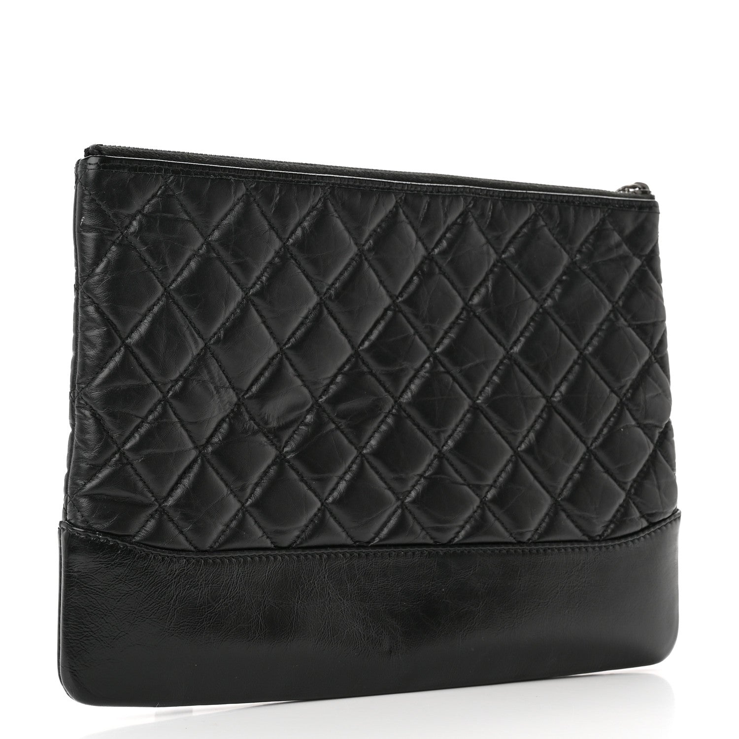 Chanel Aged Calfskin Quilted Medium Gabrielle Cosmetic Case Black 3 of 11
