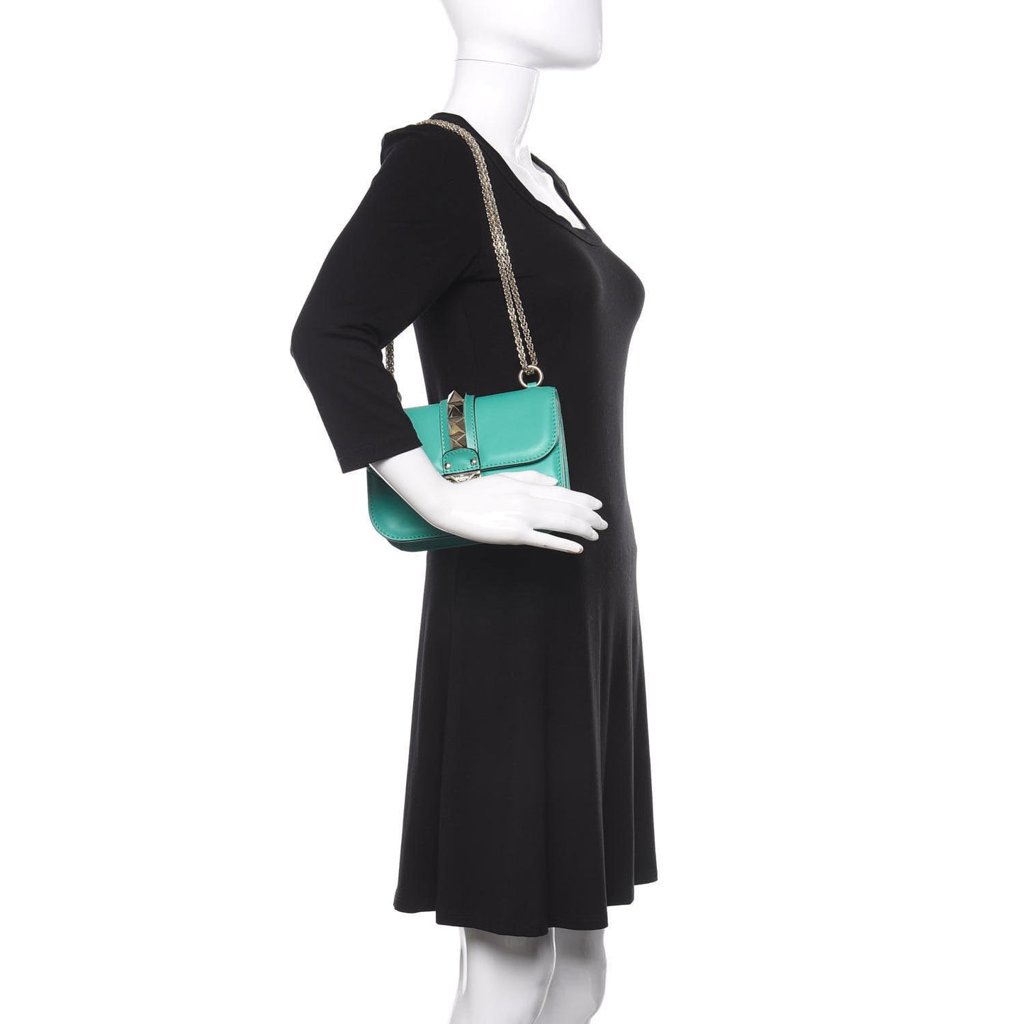 Vitello Small Glam Lock Rockstud Flap Colibri