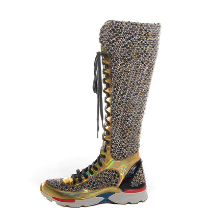 Chanel Tweed Sneaker High Boots 38 1 of 6