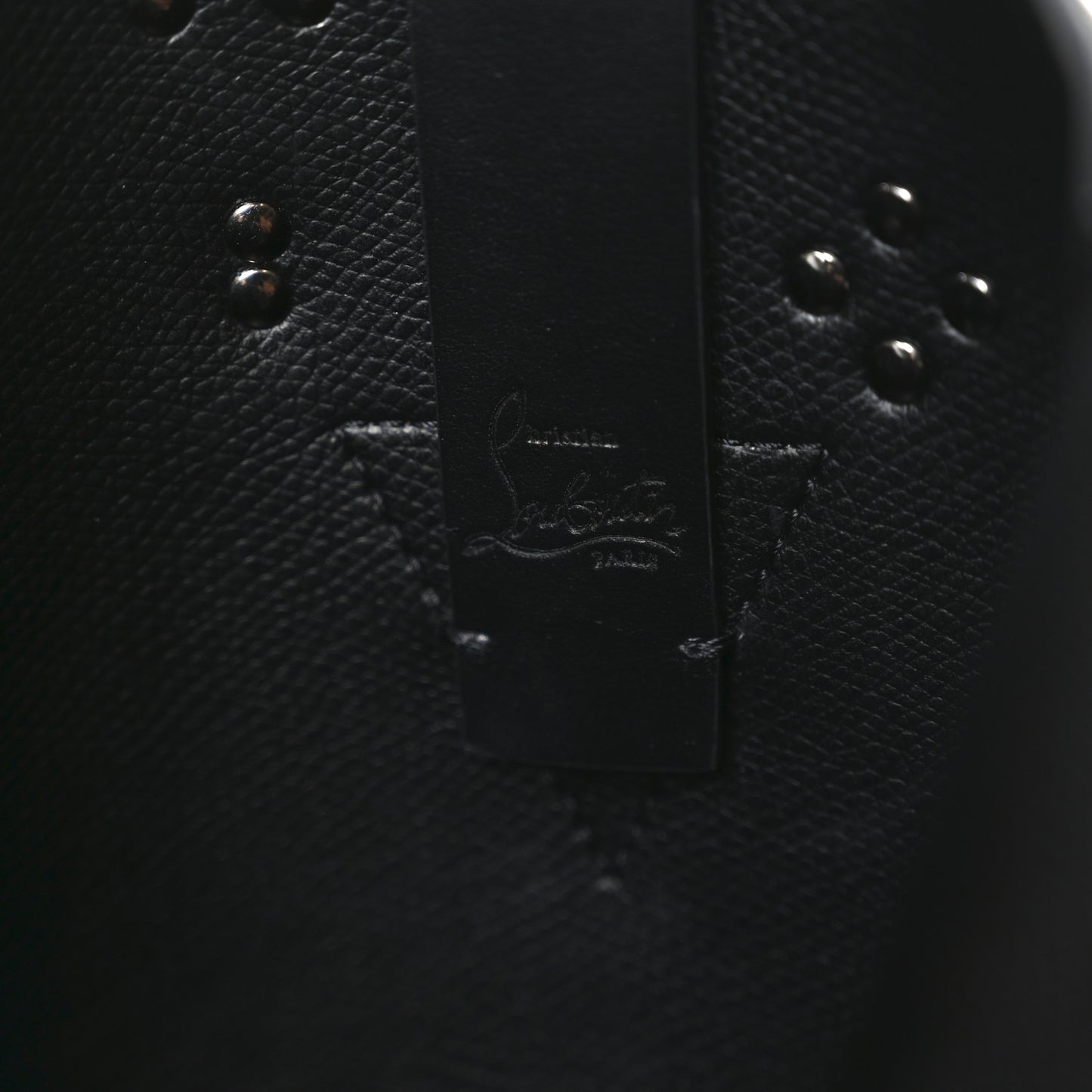 Calfskin Empire Spike Studded Mini Cabachic Bucket Bag Black