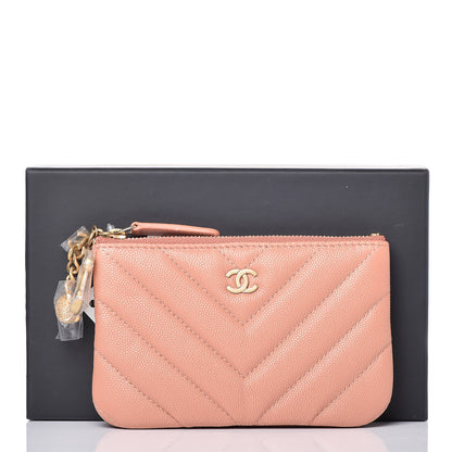 Chanel Caviar Chevron Quilted Small Ancient Greek Charms Cosmetic Case Dark Beige 8 of 8