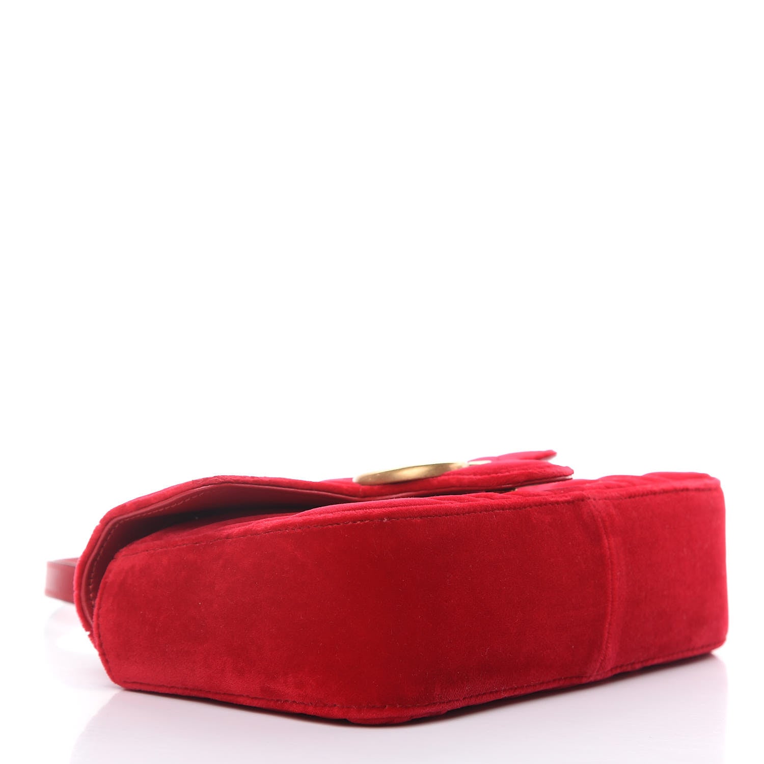 Gucci Velvet Matelasse Mini GG Marmont Shoulder Bag Hibiscus Red 4 of 9