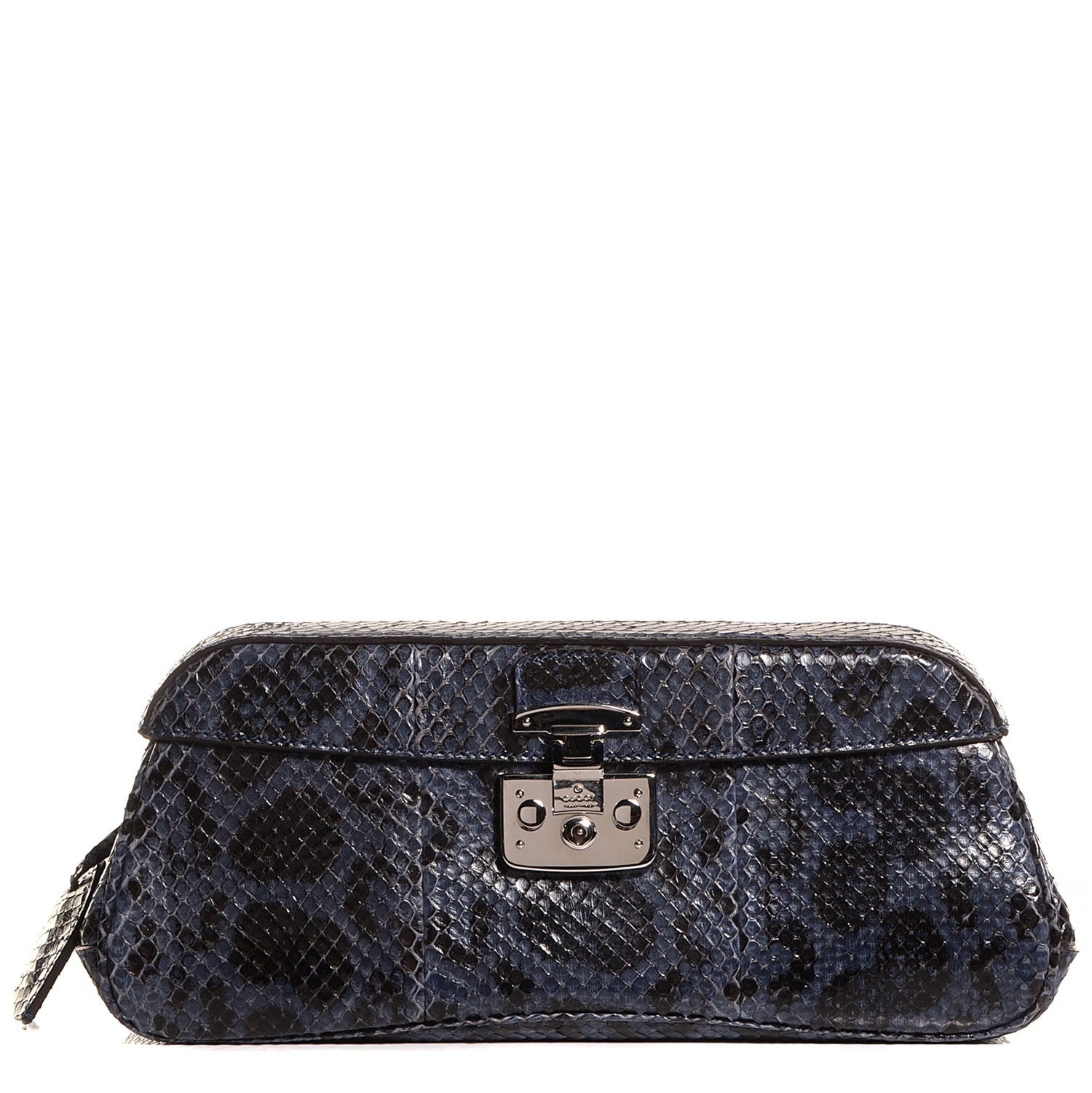 Gucci Python Lady Lock Clutch Blue 1 of 10