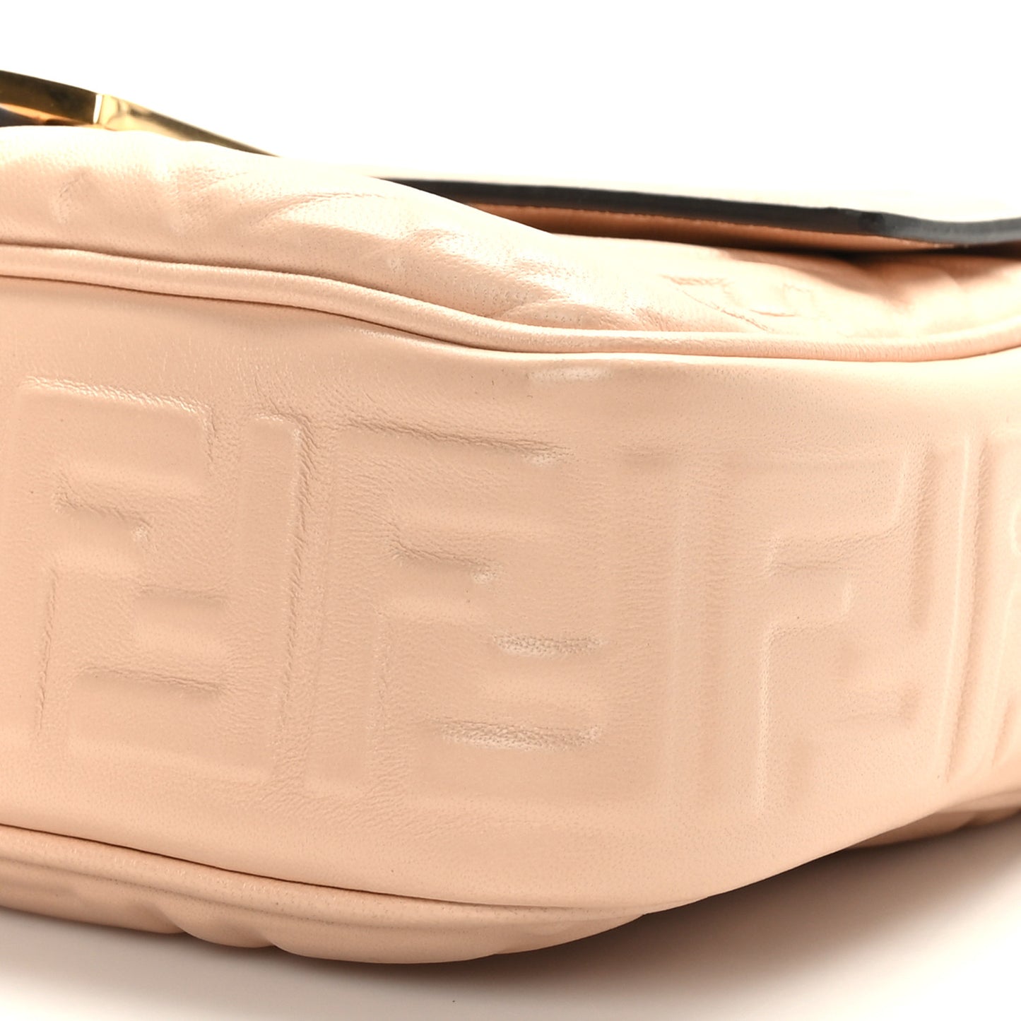 Nappa Small FF Embossed Midi Chain Baguette Light Rose