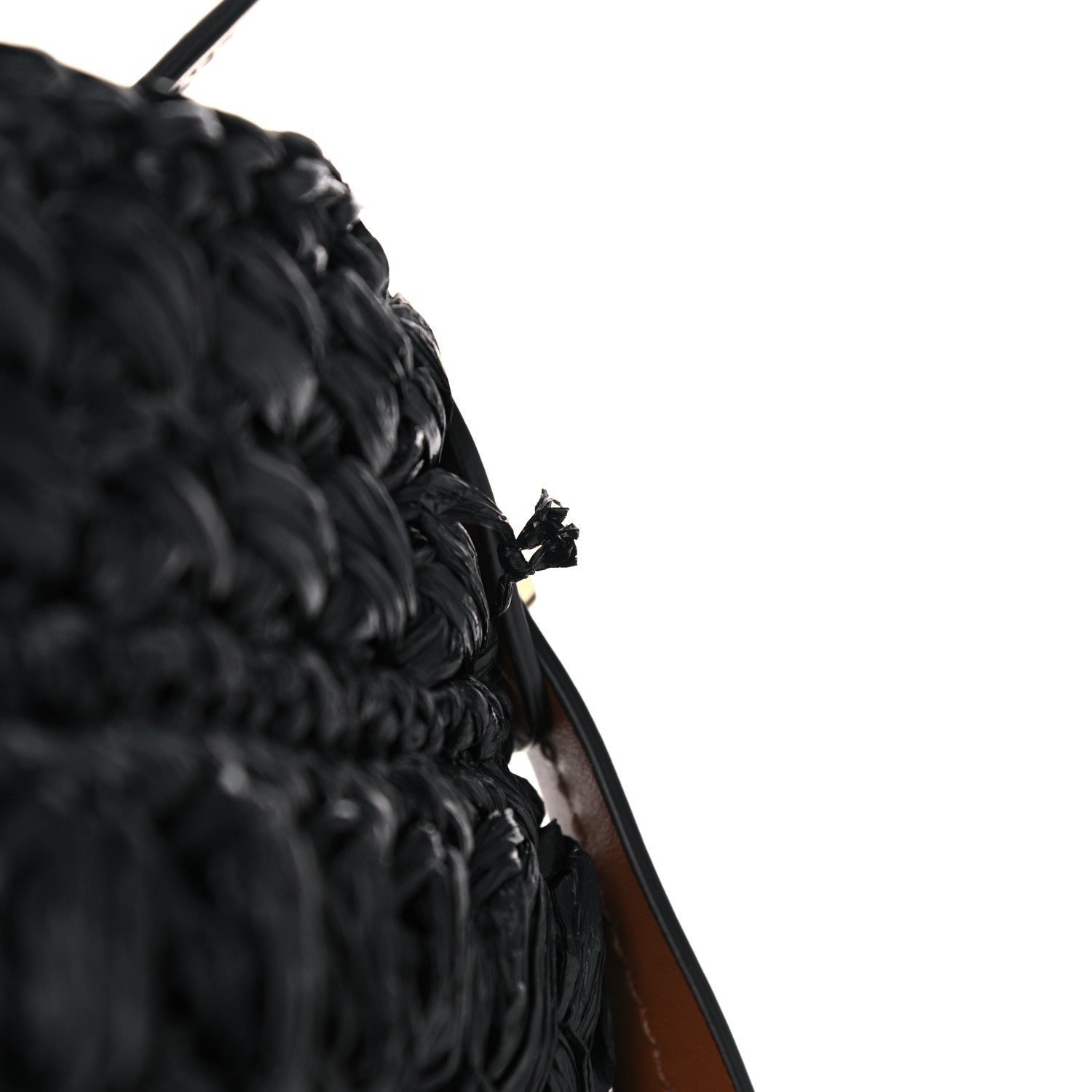 Prada Raffia City Calf Bucket Bag Black Cognac 11 of 11