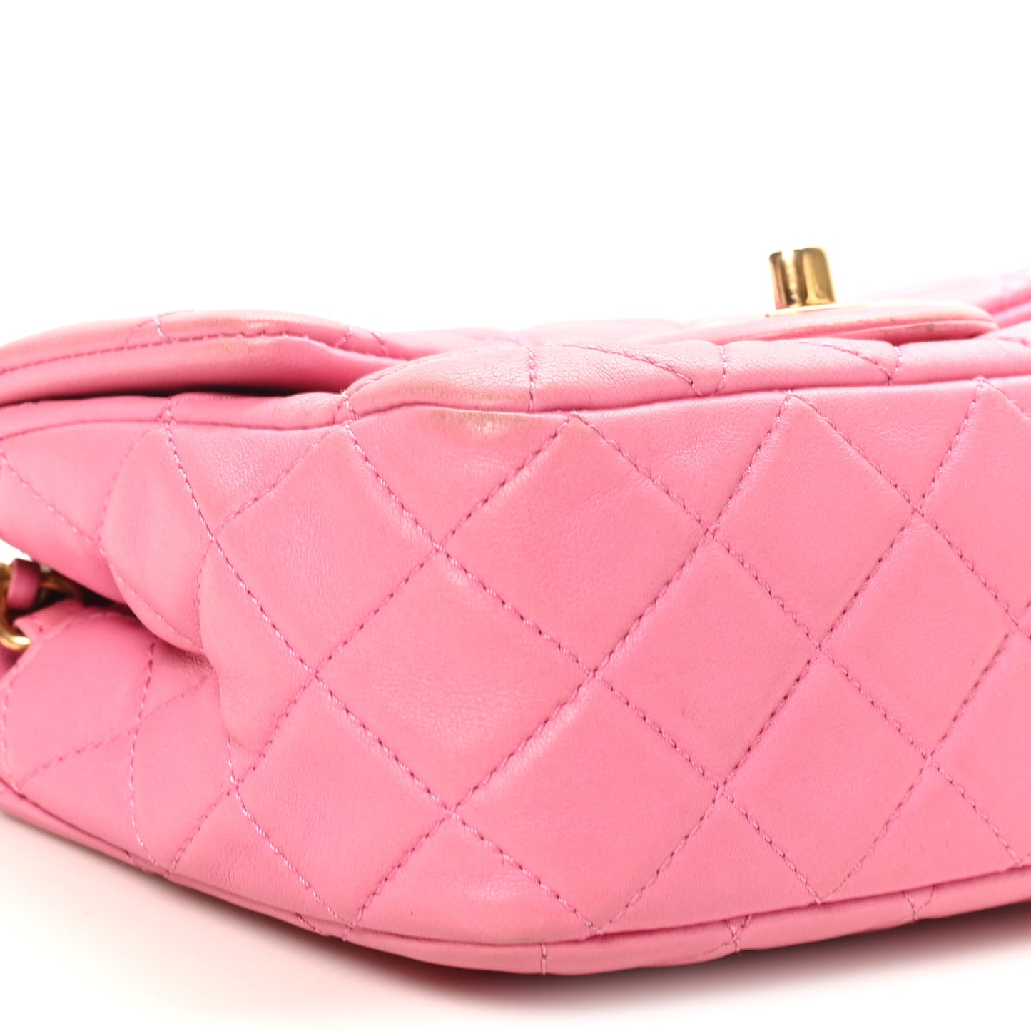 Lambskin Quilted Mini Pearl Crush Flap Pink
