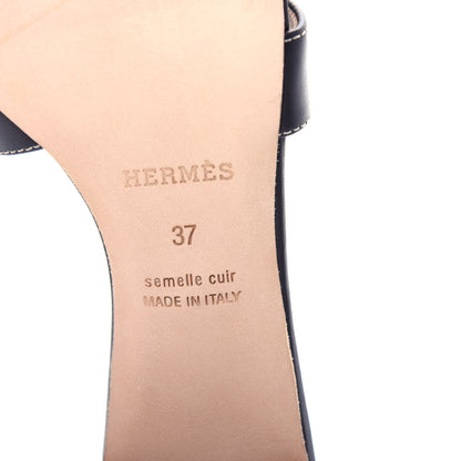 Hermes Calfskin Oasis Sandals 37 Black 9 of 11