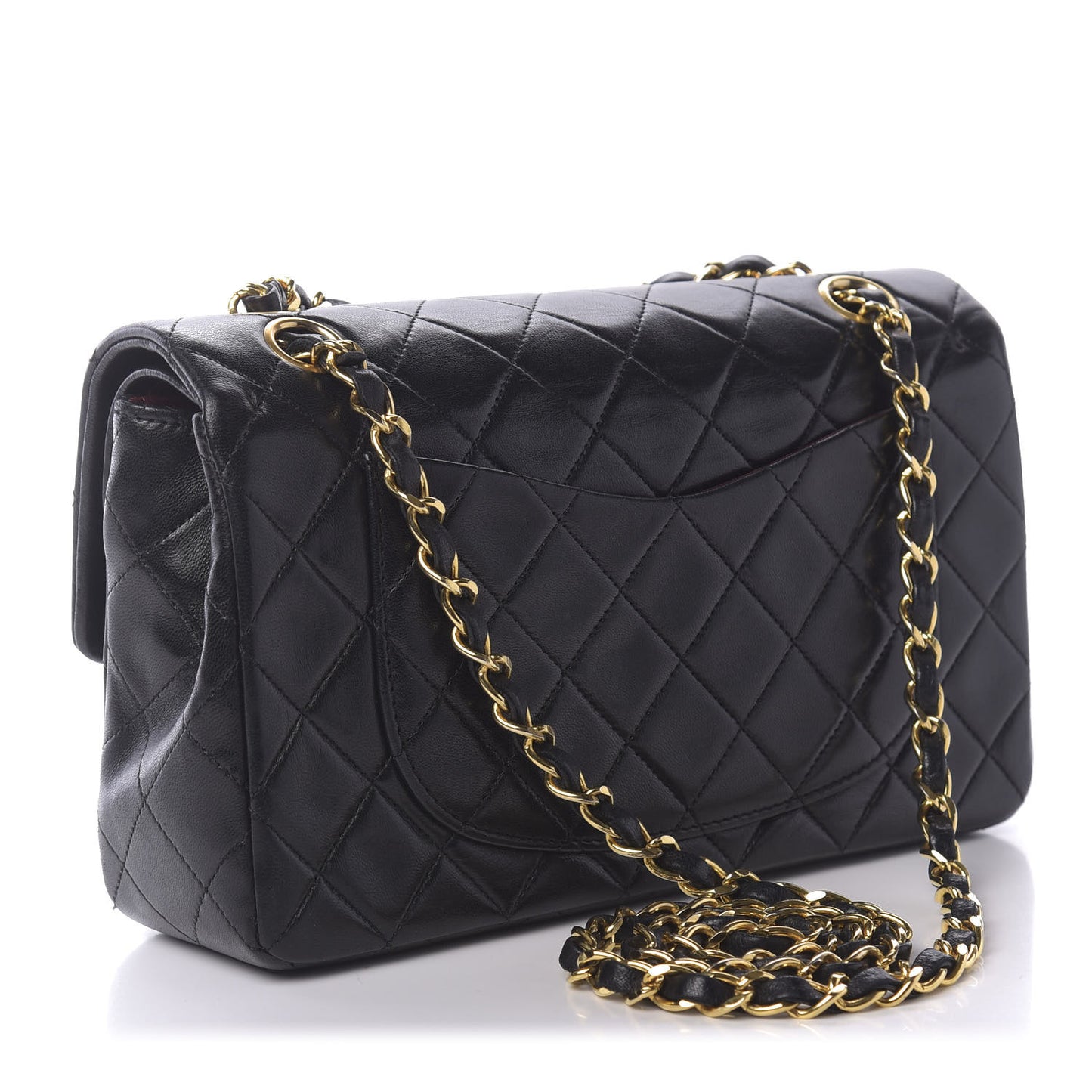 Lambskin Quilted Small Double Flap Black