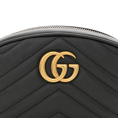 Gucci Calfskin Matelasse GG Marmont Belt Bag 85 34 Black 9 of 12