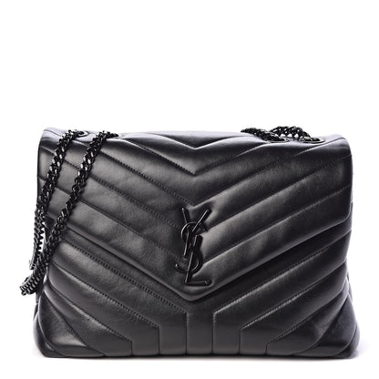 Saint Laurent Calfskin Y Quilted Monogram Medium Loulou Chain Satchel Black 1 of 10