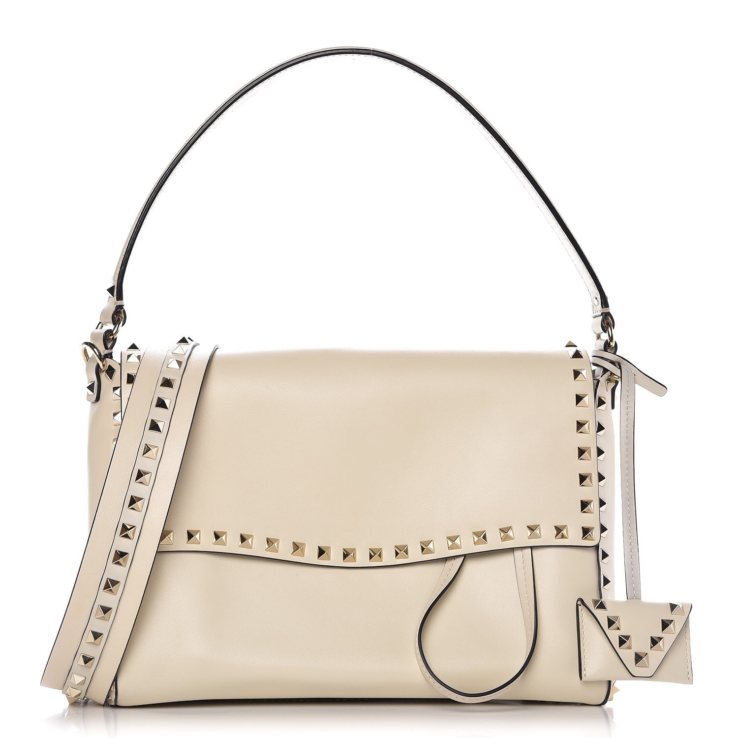 Valentino Garavani Vitello Rockstud Top Handle Shoulder Bag Ivory 1 of 10