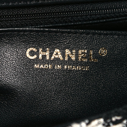 Chanel Tweed Quilted Mini Rectangular Flap Black Ecru White 9 of 12