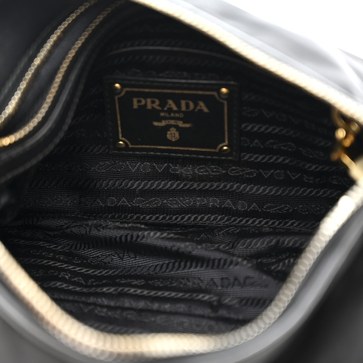 Tessuto Nylon Soft Calfskin Shoulder Bag Black